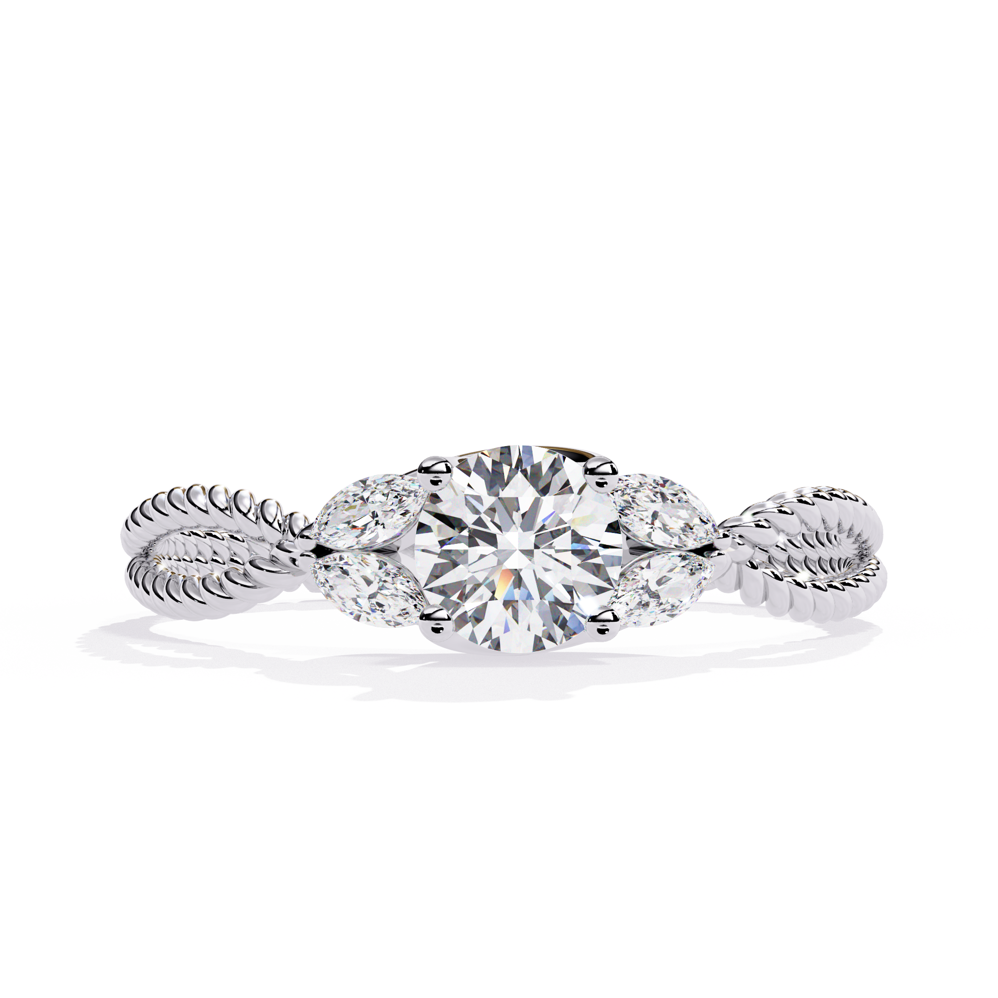 Solitairekart-0.44 CT Lab Grown Diamond Twisted Band Engagement Ring in 14K Gold